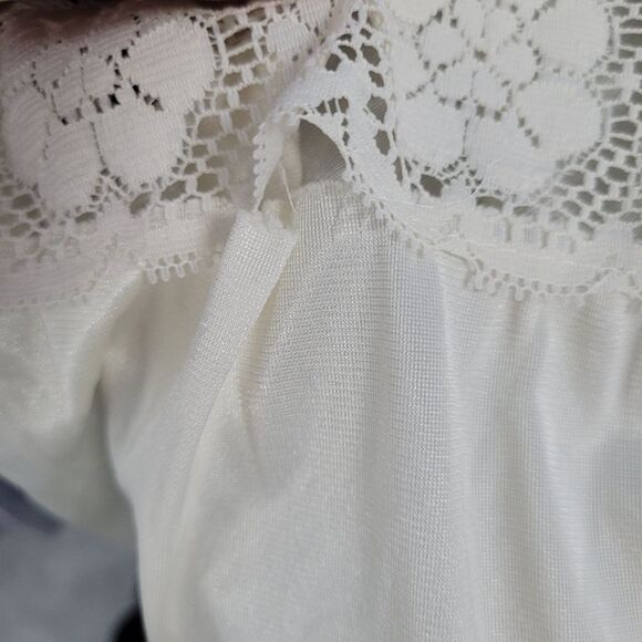 Vintage cream 70s crochet maxi long sleeve castlecore cottage sleep dress Small - Picture 10 of 10